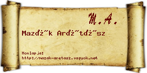 Mazák Arétász névjegykártya